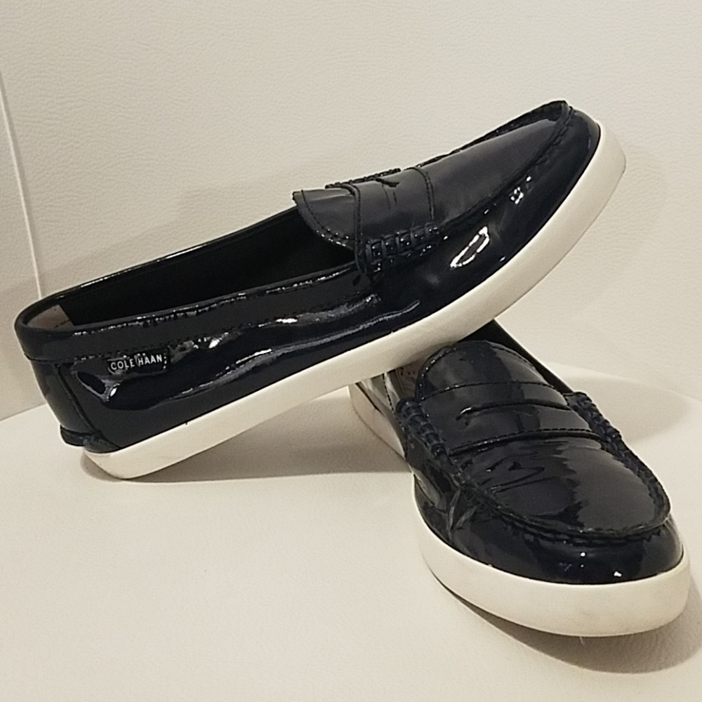 Navy Cole Haan Patent Loafers